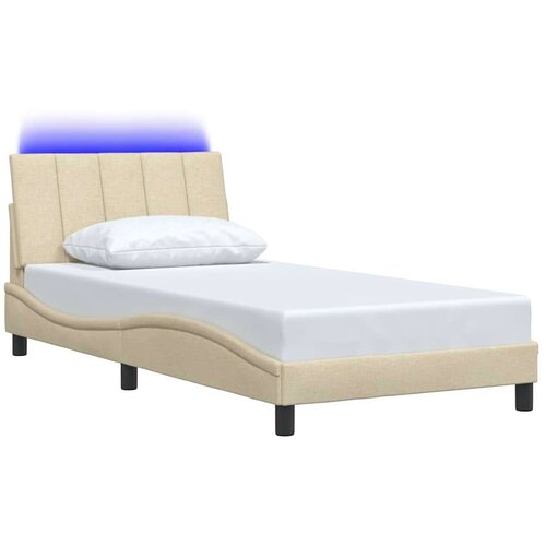  Okvir za krevet bez madraca krem 100 x 200 cm od tkanine Slike