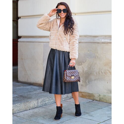 Resti Double-sided women&amp;#039;s jacket with fur in beige Slike