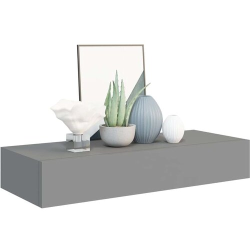  Polica s ladicom siva 60 x 23 5 x 10 cm MDF Slike