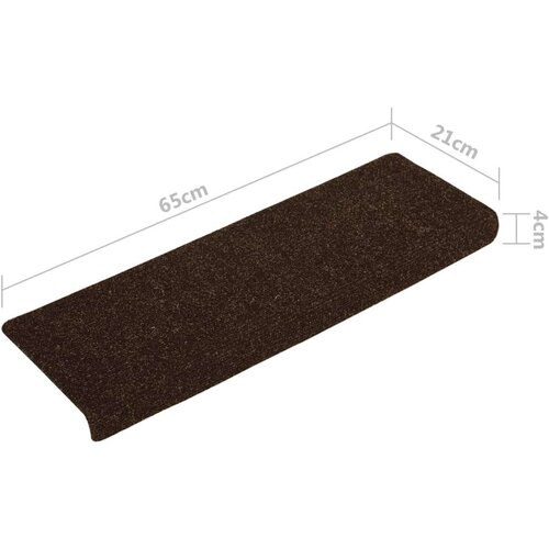  Otirači za stepenice 15 kom pro&amp;scaron;iveni 65x21x4 cm smeđi Slike