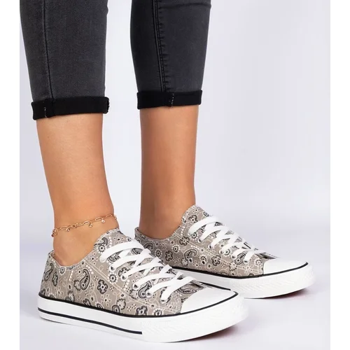 D/CEO marka niezdefiniowana Brown women's canvas sneakers in Aztec style Kalusa