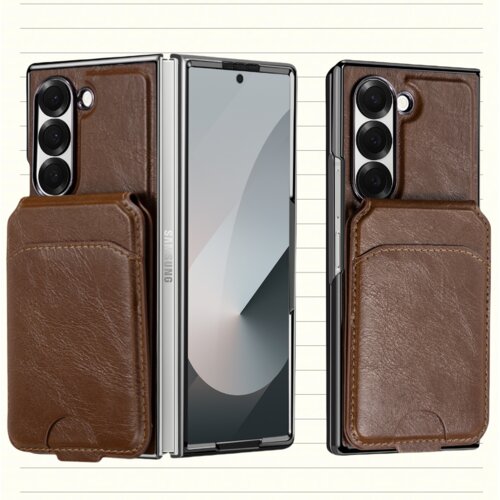 INF Magnetni ovitek za Samsung Galaxy Z Fold z držalom za kartice, denarnica z RFID blokiranjem coffee Model 1, (22064444) Cene