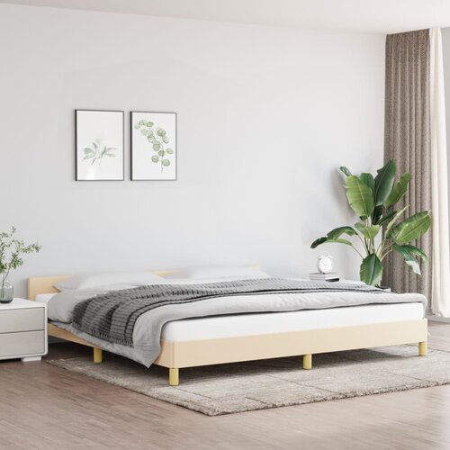 The Living Store Posteljni okvir brez vzmetnice krem 200x200 cm blago - Posteljni Okvir Z Vzglavjem, (21525864) Slike