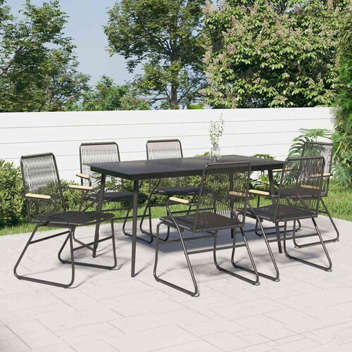  5-dijelni vrtni blagovaonski set od PVC ratana crni Crna Slike