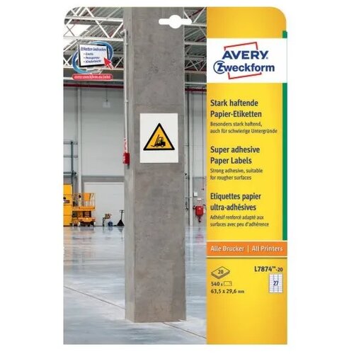 Avery Zweckform Papirne etikete s super močnim lepilom, 63,5 x 29,6 mm Cene