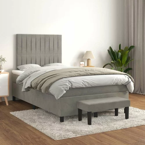Box spring postelja z vzmetnico svetlo siva 120x200 cm žamet, (20790110)