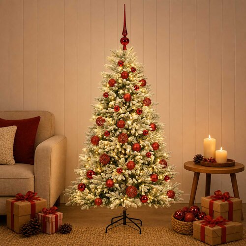  Umjetno božićno drvce s kuglicama 150 cm 150 LED lampica Slike