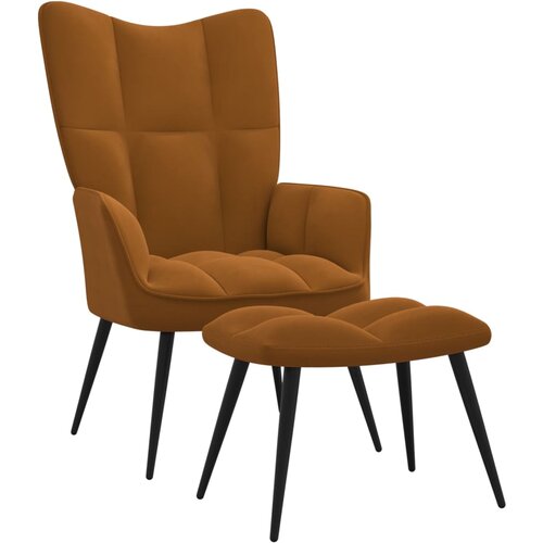 The Living Store Stol za sproščanje s stolčkom rjav žamet - Stol Za Sproščanje, (21420332) Cene