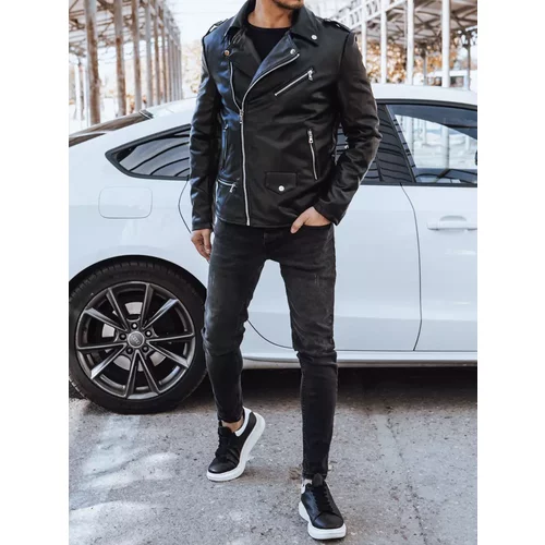 DStreet Black men's leather jacket TX4276