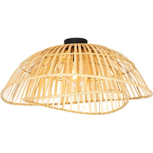 QAZQA Orientalska stropna svetilka črna z naravnim bambusom 62 cm - Pua Slike