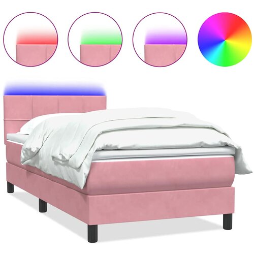Box Spring krevet s madracem i LED ružičasti 80 x 220 cm bar&amp;scaron;unasti Slike