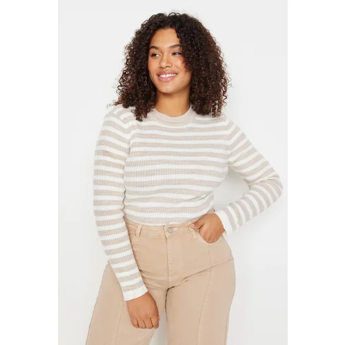 Trendyol Curve Plus Size Sweater - Beige - Regular fit