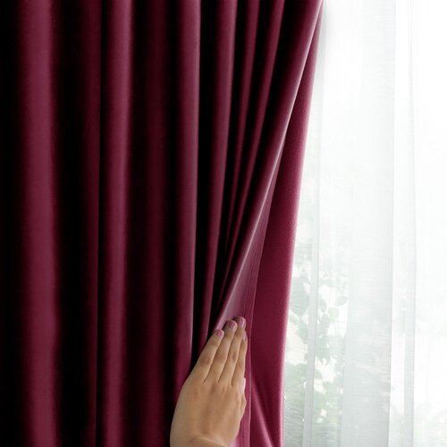 Restilo Bordo rdeča žametna zavesa za delno zatemnitev 140x245 cm Pleat &amp;ndash; Slike