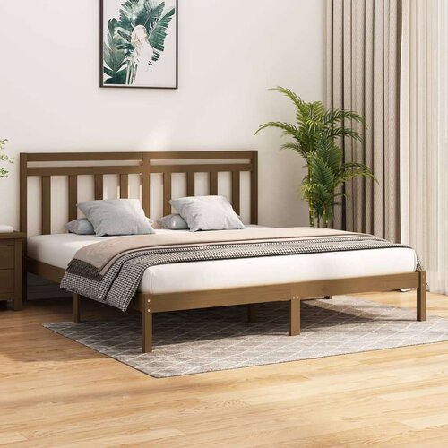  Posteljni okvir medeno rjav iz trdnega lesa 200x200 cm, (20647256) Slike