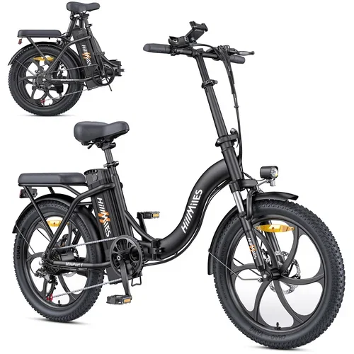 Hillmiles E Bike, zložljivo e-kolo z baterijo 36V 13Ah do 80-100 km, 20 * 3,0 palca, 7 hitrosti SHIMANO, 250W motor in 25 km/h MilePort, (21980247)