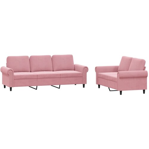 vidaXL 2-dijelni set sofa s jastucima ružičasti baršunasti Cene