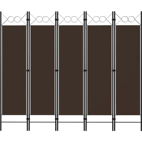 Sobna pregrada s 5 panela smeđa 200 x 180 cm