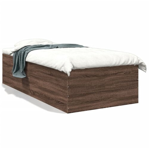VidaXL Posteljni okvir rjav hrast 75x190 cm inženirski les Slike