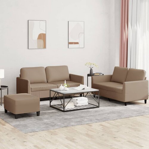 3-dijelni set sofa s jastucima boja cappuccina od umjetne kože Cijene