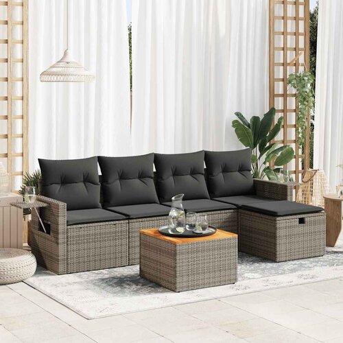  6-dijelni set vrtnih sofa od poliratana s jastucima Slike