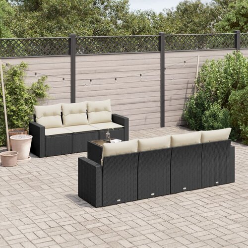 vidaXL 8-dijelni set vrtnih sofa od poliratana s jastucima crni Cijene