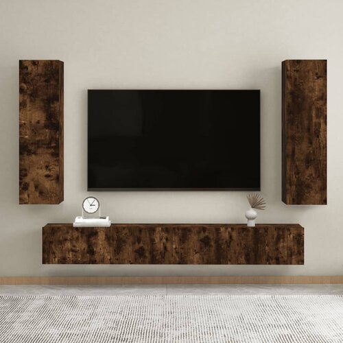 VidaXL Stenska TV omarica 2 kosa dimljeni hrast 30,5x30x110 cm Slike