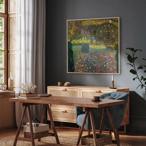  Slika - Gustav Klimt &amp;ndash; Country House on the Attersee Lake 60x60 U prirodnom drvenom okviru Slike