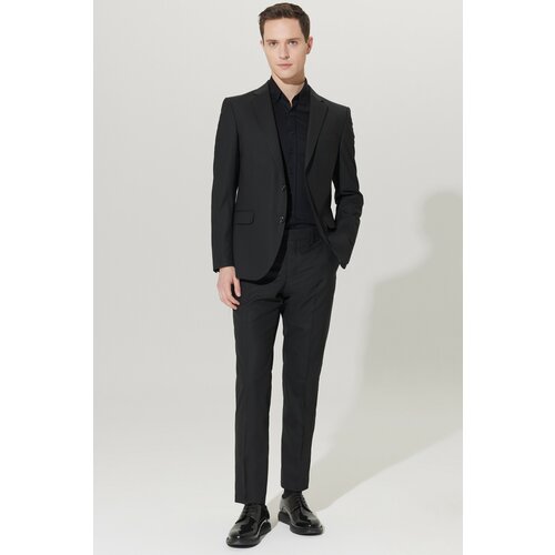 ALTINYILDIZ CLASSICS Men's Black Regular Fit Normal Cut Wool Water and Stain Resistant Nano Suit Slike