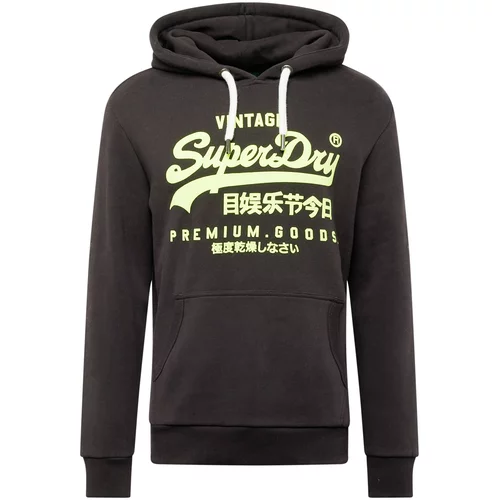 Superdry Sweater majica neonsko zelena / crna