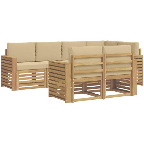  Set vanjskih sofa 7 pcs Bijela i bež 251 x 132,5 x 73 cm Slike