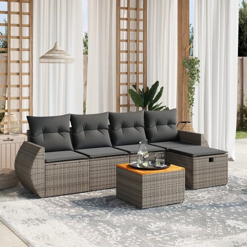 vidaXL 6-dijelni set vrtnih sofa od poliratana s jastucima sivi Cene