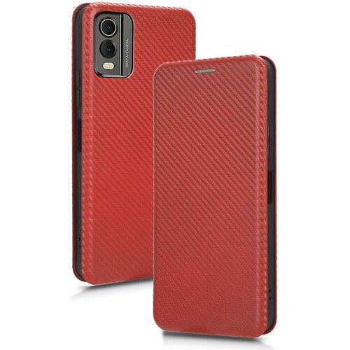 INORCO Za Nokia C32 PU usnjena torbica s teksturo iz ogljikovih vlaken, stojalo za telefon, (22034525) Slike