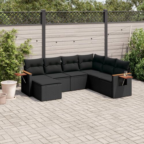 vidaXL 7-dijelni set vrtnih sofa od poliratana s jastucima crni Cijene