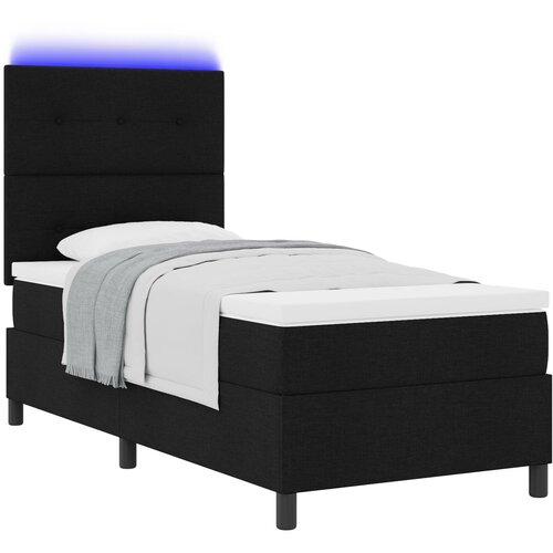vidaXL Box Spring Krevet s Madracem & LED Crni 80x200 cm Tkanina Cijene