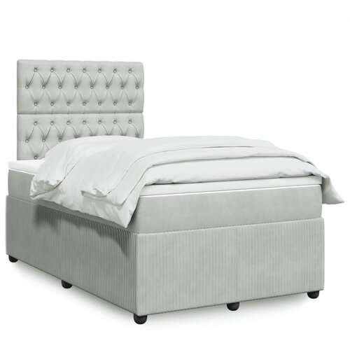 vidaXL Box spring postelja z vzmetnico svetlo siva 120x200 cm žamet Cene