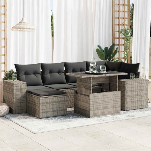 7-dijelni set vrtnih sofa sivi od poliratana Cijene