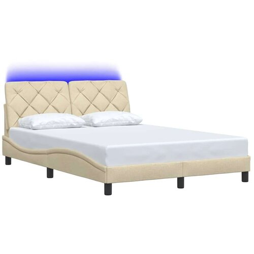  Okvir kreveta s LED-om bez krem madraca 140x190 cm Tkanina Slike
