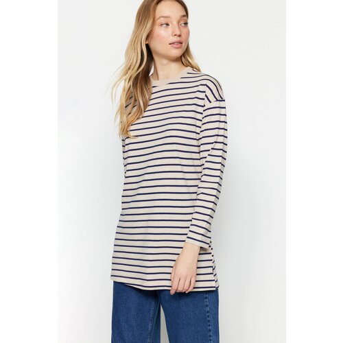 Trendyol Mink Striped Knitted Tunic Slike