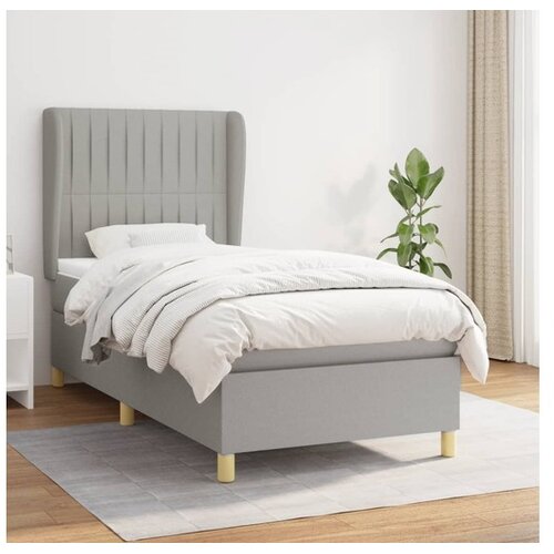  Box spring postelja z vzmetnico svetlo siva 90x200 cm blago Cene