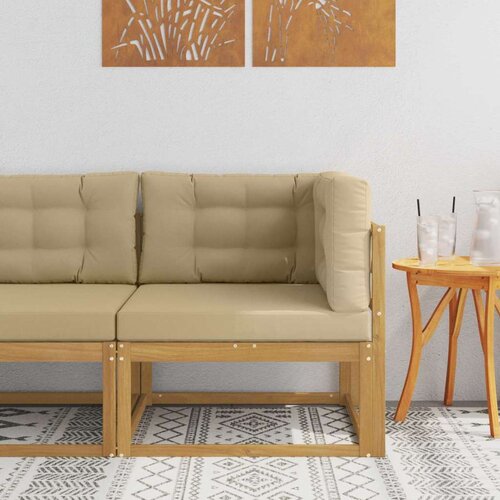Vanjski kutni kauč Poliester Bijela - Bijela i bež kutna sofa Cene