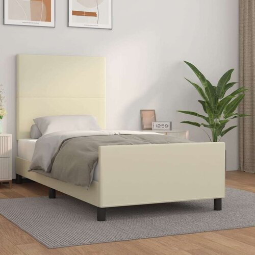  Okvir za krevet s uzglavljem krem 90x200 cm od umjetne kože Cene