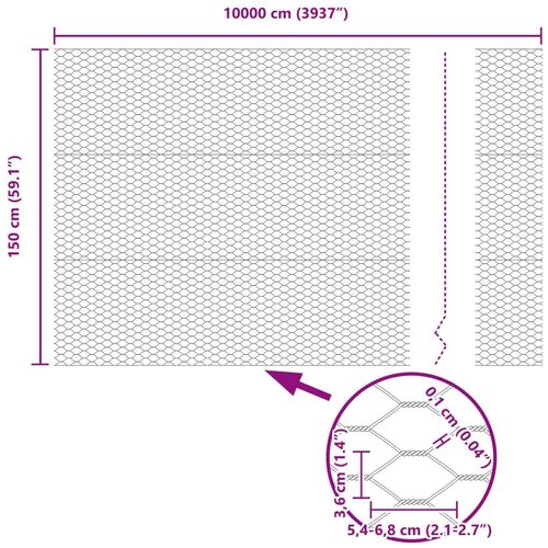 VidaXL Hexagonalna ogradica siva 1.5x100 m Čelik Slike