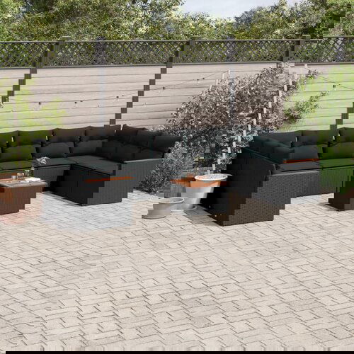 vidaXL 11-dijelni set vrtnih sofa od poliratana s jastucima crni Cijene