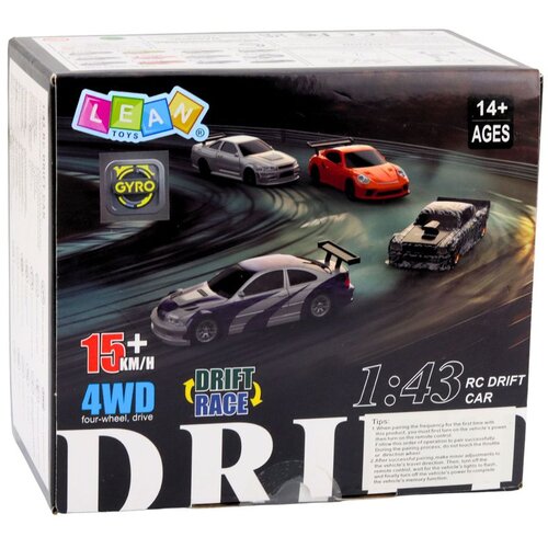 Rc Drift Sportski Automobil Na Daljinsko Upravljanje Crni Čunjevi 15 km/h 1:43 Slike