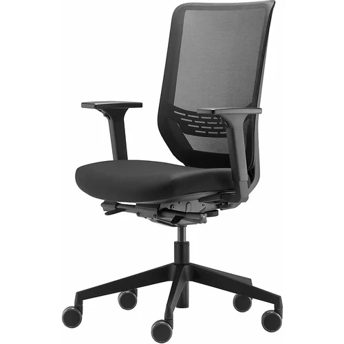 TrendOffice Vrtljiv pisarniški stol TO-SYNC PRO, z naslonoma za roke in univerzalnimi kolesi, črne barve