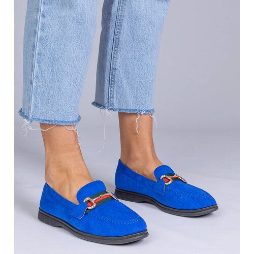 Gemre Blue eco-suede moccasins with gold decoration Daliana Cijene