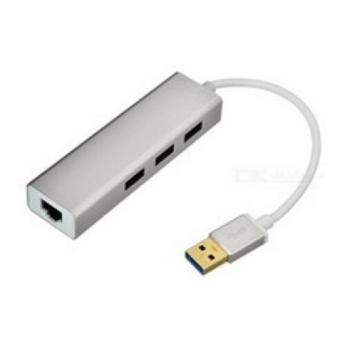 FastAsia USB 3.0 - HUB 3port + RJ45 (ž) siva Slike