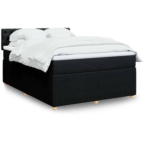  Krevet s oprugama i madracem crni 140x200 cm od tkanine Slike