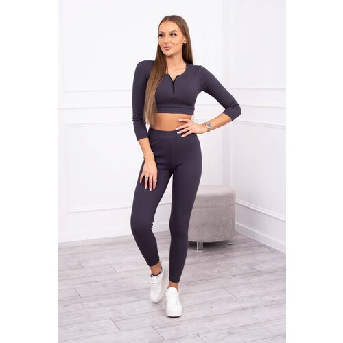 Kesi Ribbed crop top set made of graphite Slike