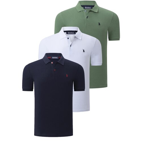 Dewberry TRIPLE SET T8561 MEN&amp;#039;S T-SHIRT-NAVY-WHITE-LIGHT KHAKI Slike